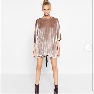 Zara velvet shirt dress